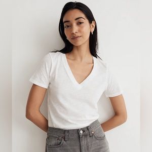 Madewell Whisper Cotton V-Neck Tee in White